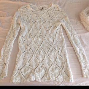 Small white knit oversized sweater